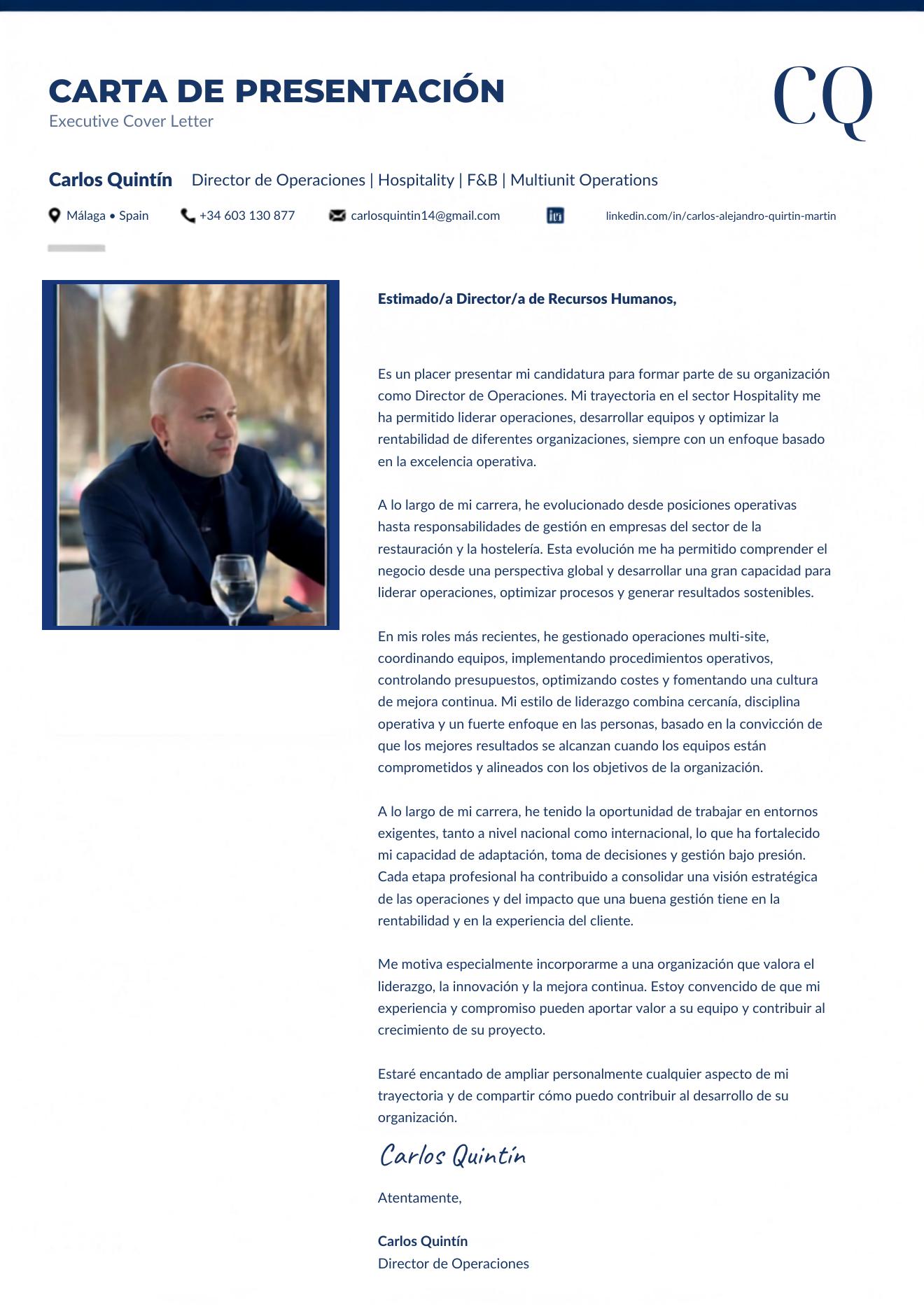 Vista previa de Carta de Recomendación Ejecutiva
