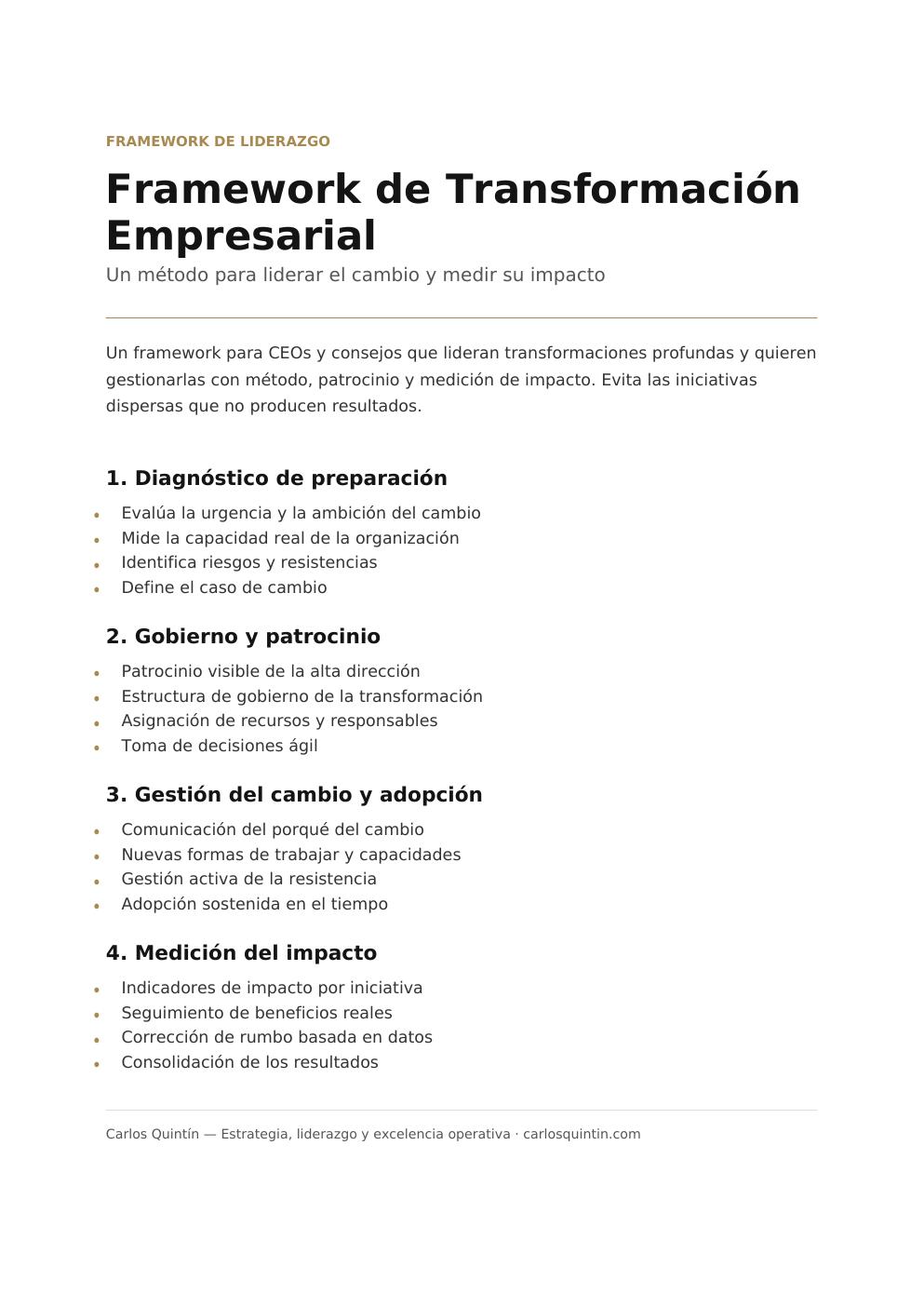 Vista previa de Framework de Transformación Empresarial